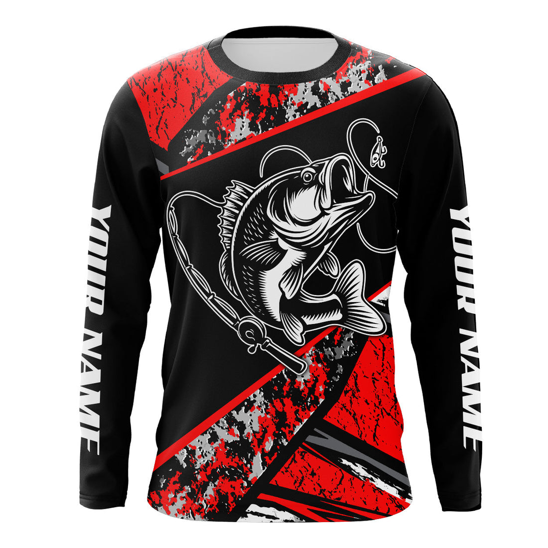 Personalized Bass Fishing, Custom Long Sleeve Bass Fishing Tournament Fishing TTN95