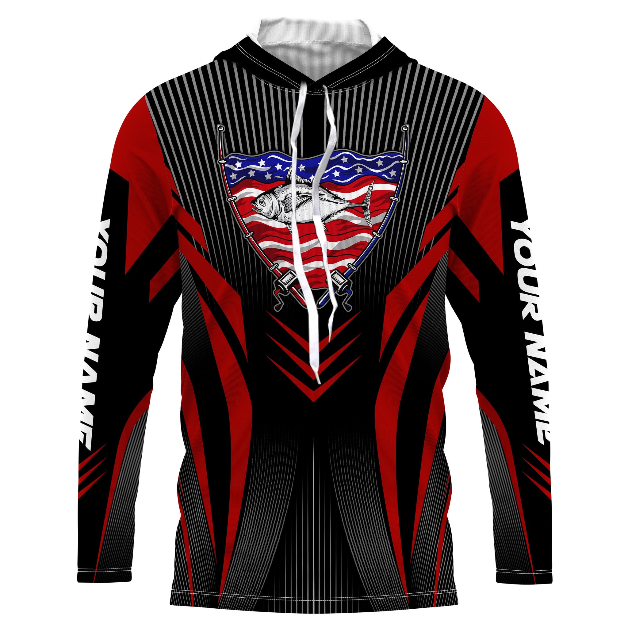 Tuna Fishing American Flag Custom performance Long Sleeve, Patriotic Fishing for fisherman TTN20