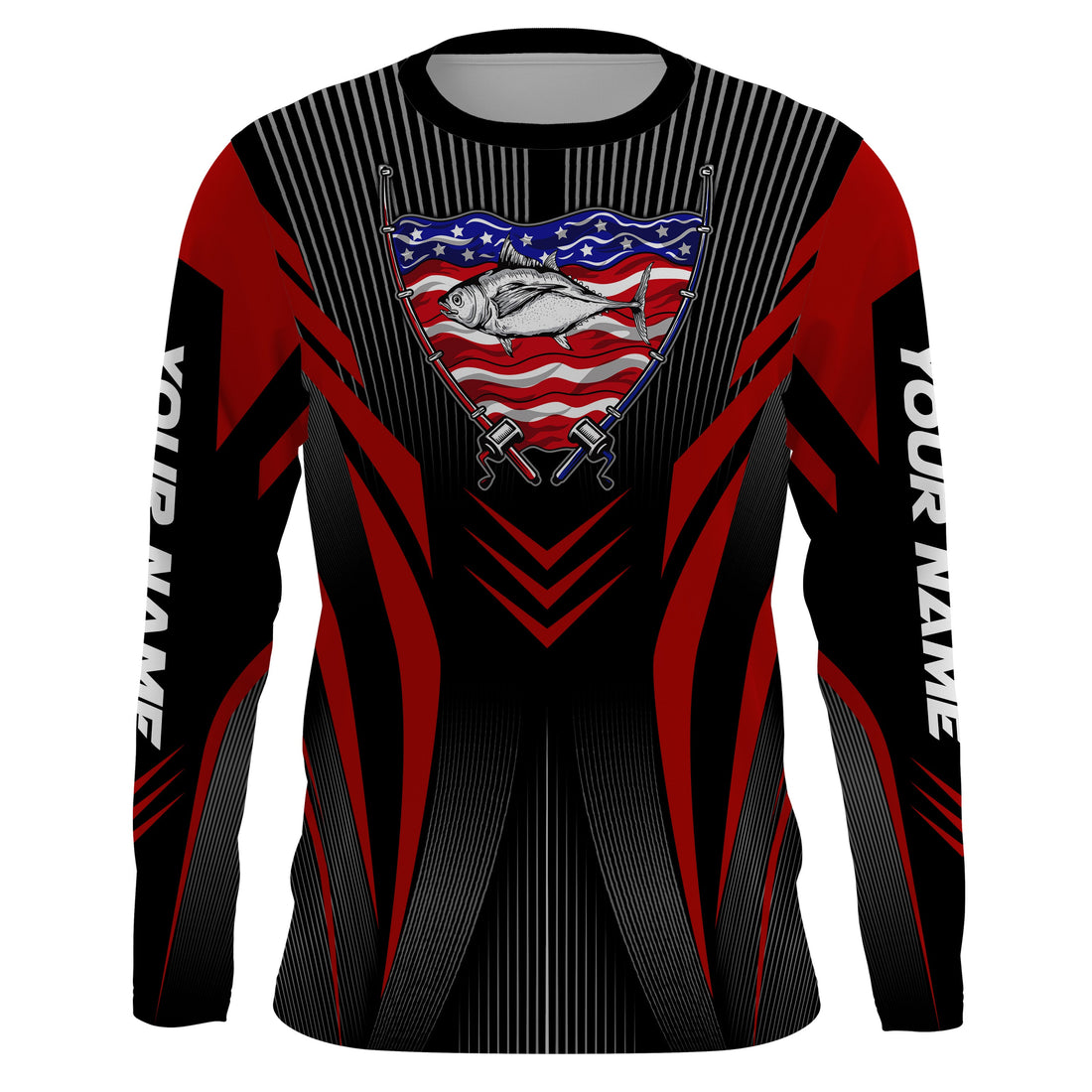 Tuna Fishing American Flag Custom performance Long Sleeve, Patriotic Fishing for fisherman TTN20