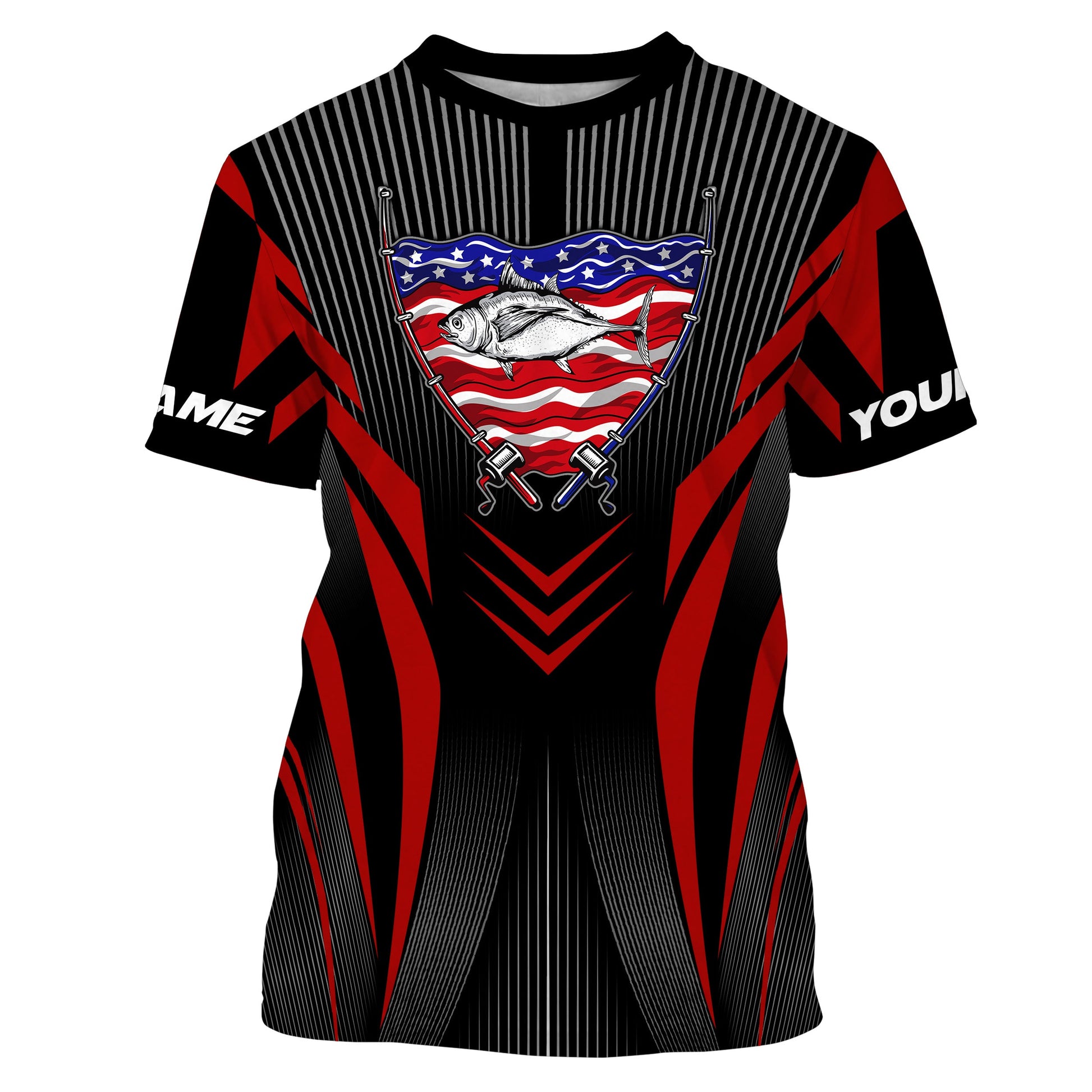 Tuna Fishing American Flag Custom performance Long Sleeve, Patriotic Fishing for fisherman TTN20