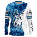 Marlin Fishing Sea Camo 3D UV customize name long sleeves personalized gift for Fishing Lovers TTN38