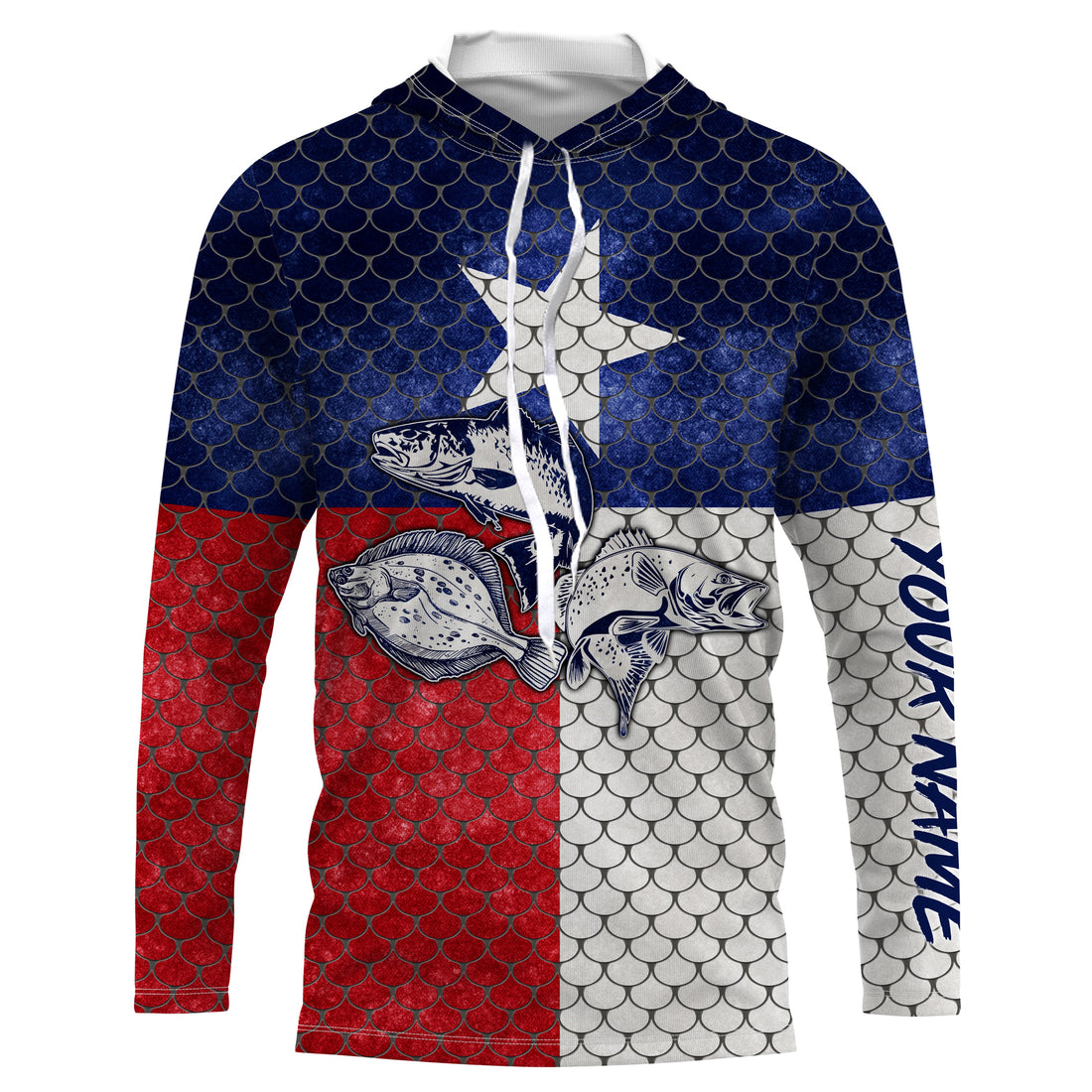 Texas Slam Redfish, Trout, Flounder Custom Texas Flag Fishing Long Sleeve performance Fishing TTN47