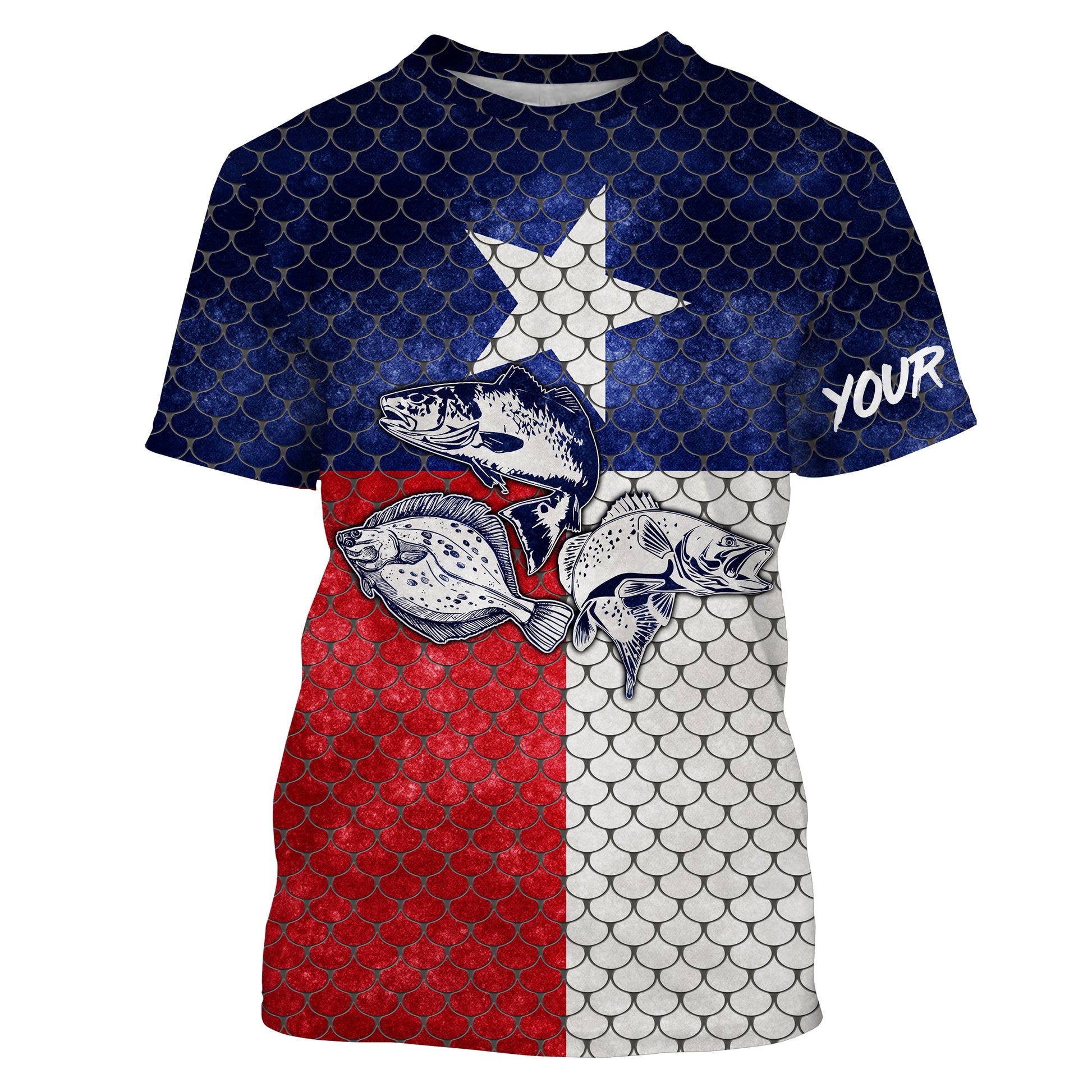 Texas Slam Redfish, Trout, Flounder Custom Texas Flag Fishing Long Sleeve performance Fishing TTN47