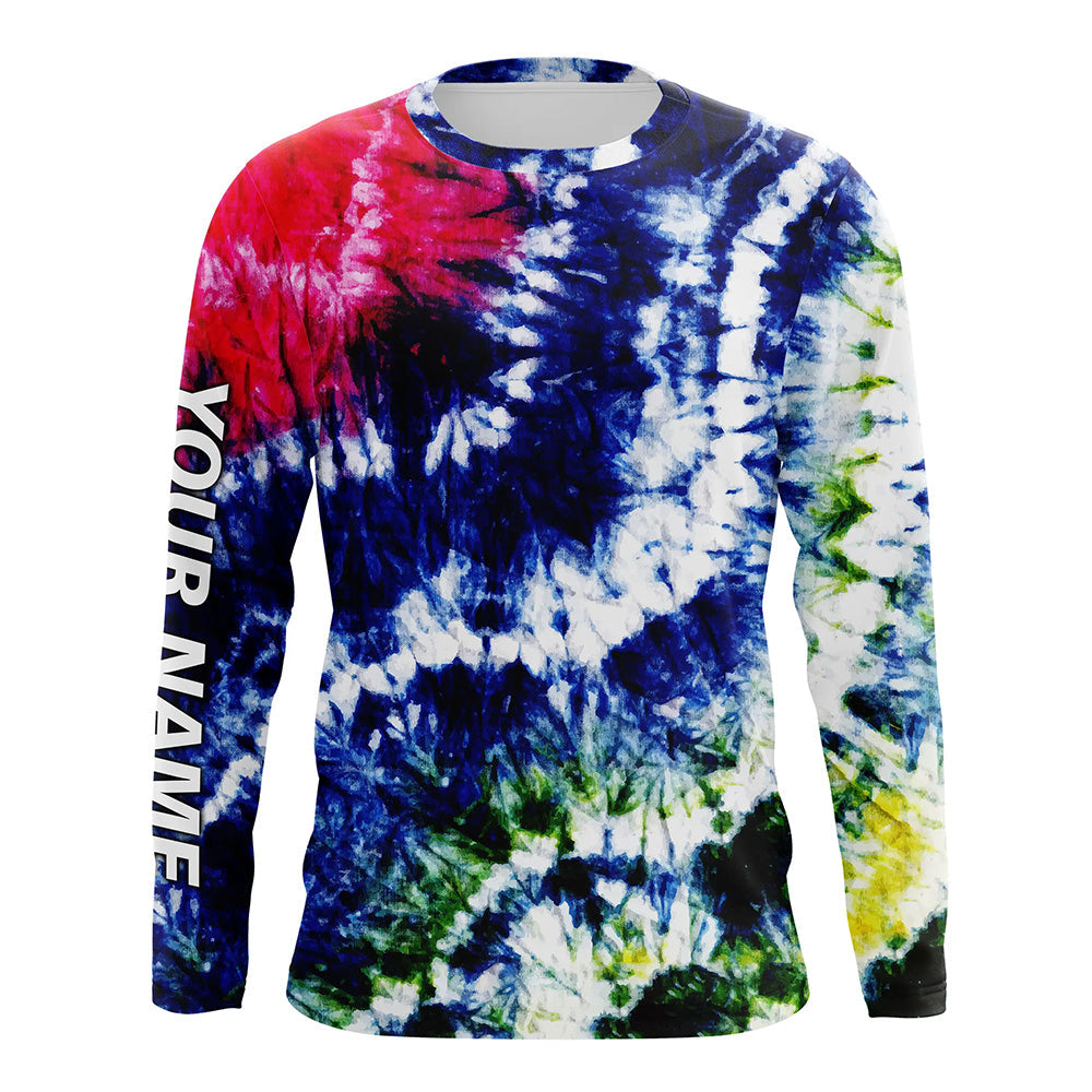 Colorful Wave Tie-Dye Pattern, Performance Long sleeve UV Protection Fishing, Gift For Fisherman TTN125