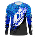 Blue Camo Fish Reaper Skull Custom Long Sleeve Performance Fishing TTN92