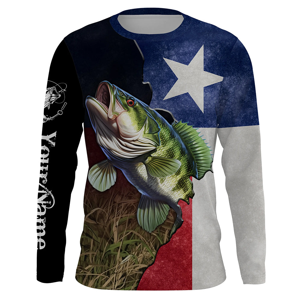 Bass Fishing Texas Flag Custom Name UV Protection - Personalized Fishing Gifts TTN24