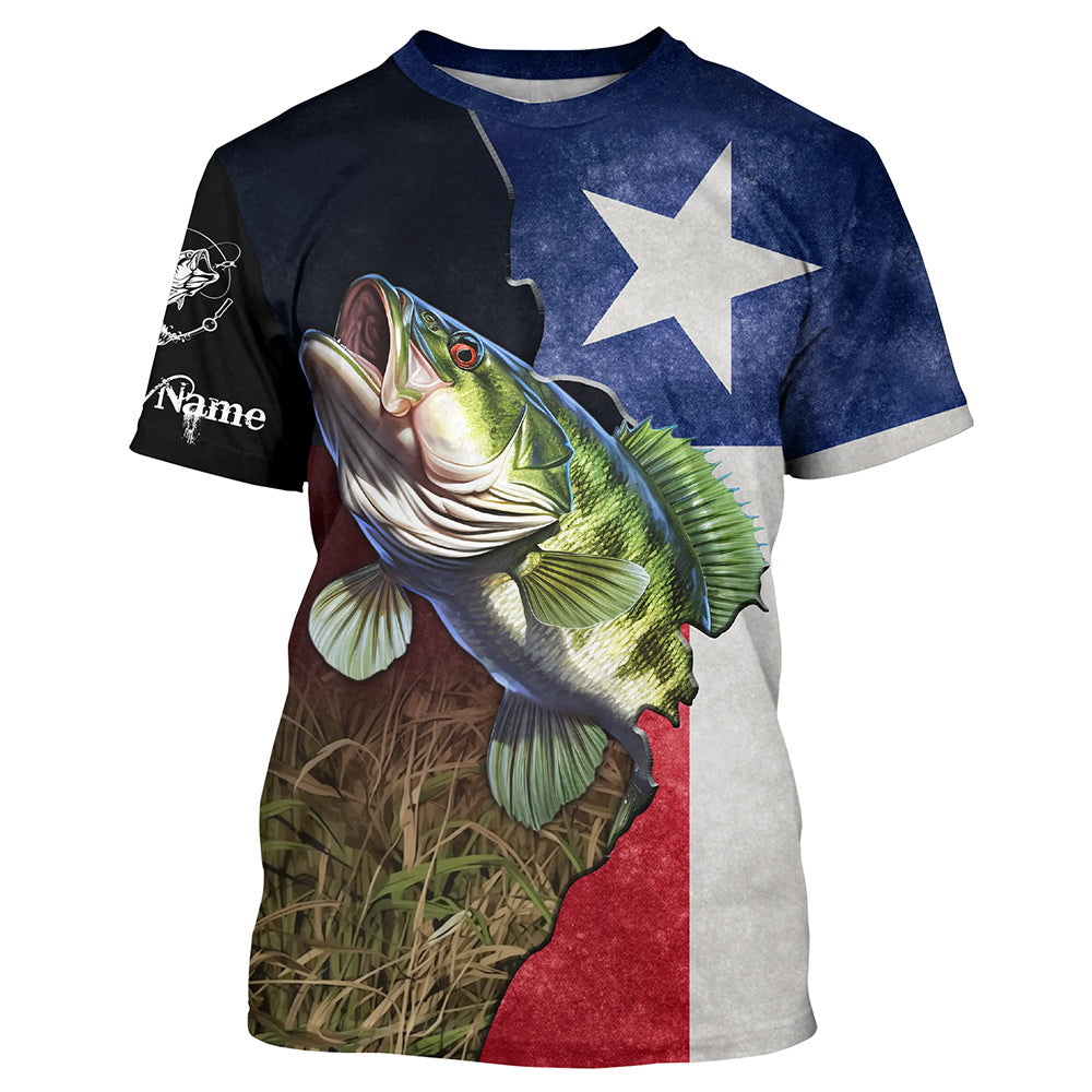 Bass Fishing Texas Flag Custom Name UV Protection - Personalized Fishing Gifts TTN24
