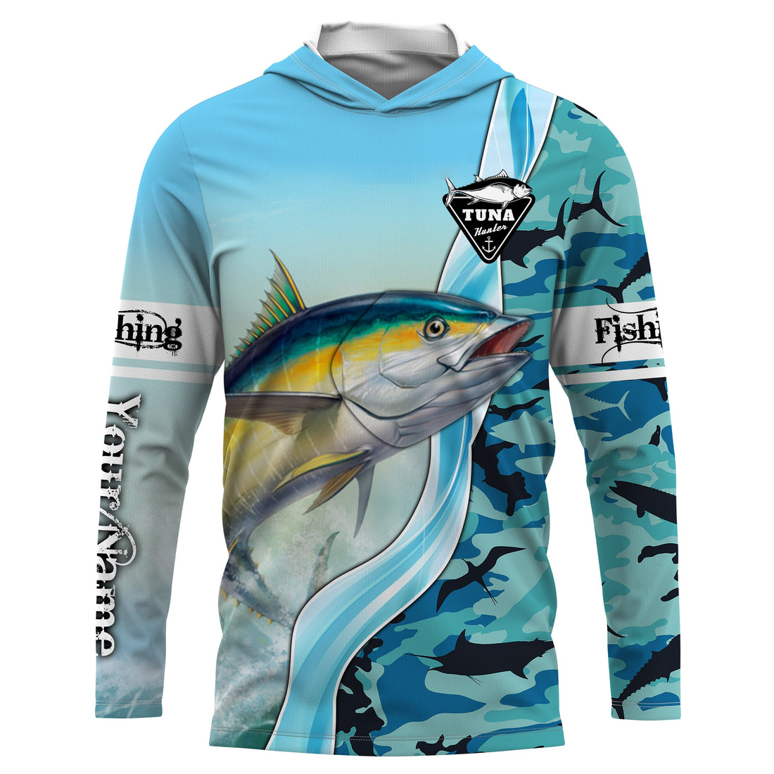 Tuna Fishing Blue Ocean Camouflage Performance Fishing, Sun Protection Long Sleeve, Perfect Gift for Fisherman TTN39