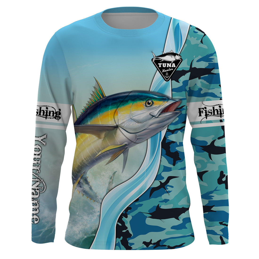 Tuna Fishing Blue Ocean Camouflage Performance Fishing, Sun Protection Long Sleeve, Perfect Gift for Fisherman TTN39