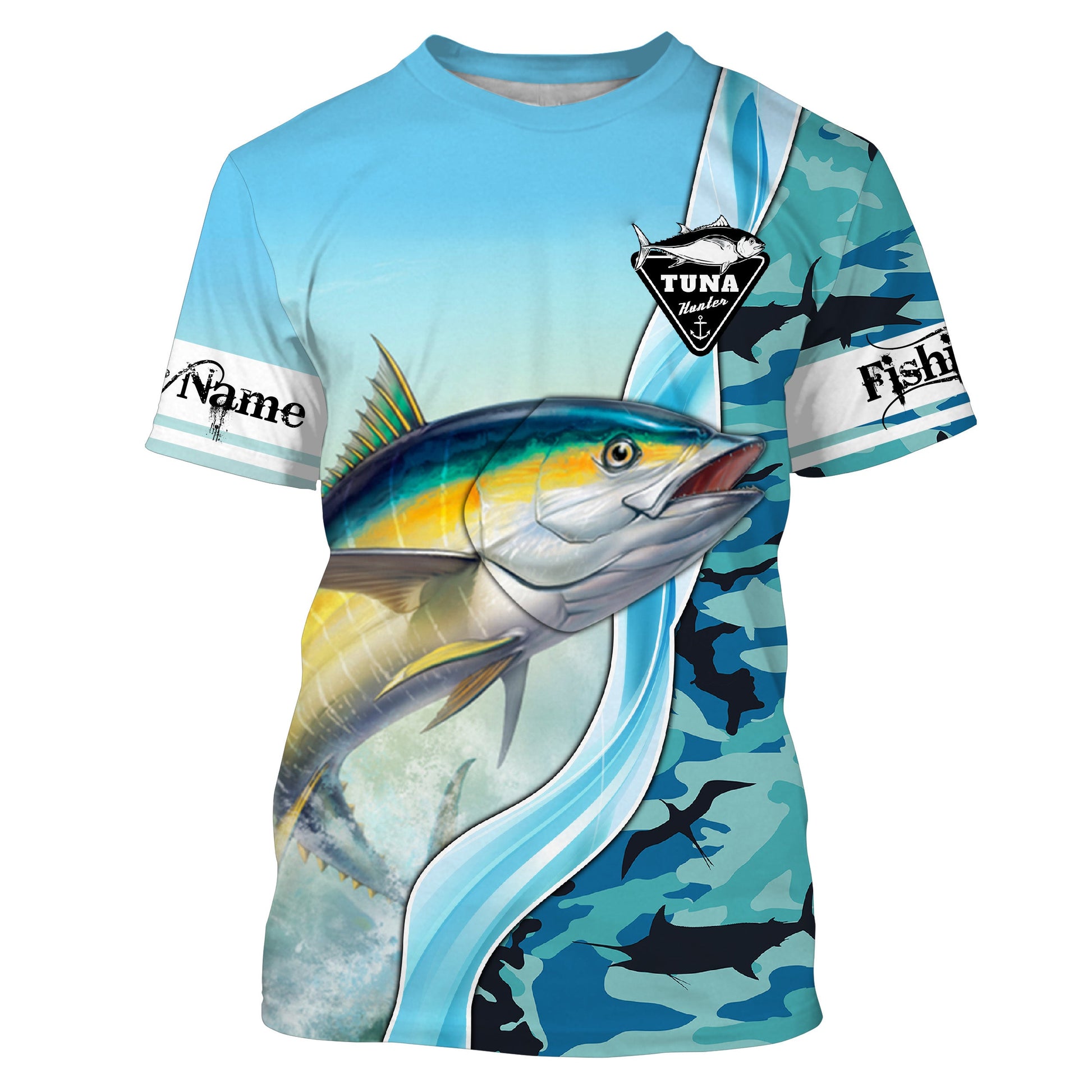 Tuna Fishing Blue Ocean Camouflage Performance Fishing, Sun Protection Long Sleeve, Perfect Gift for Fisherman TTN39