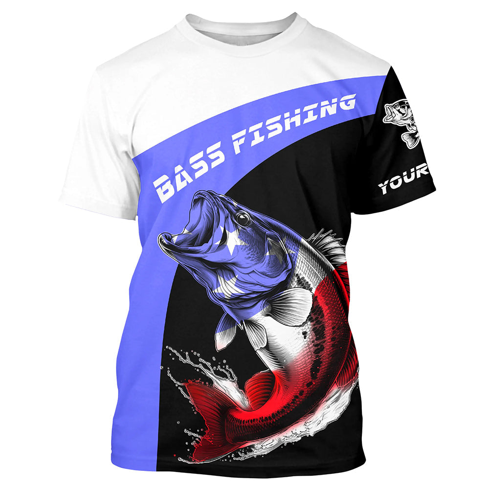Bass Fishing American Flag Custom Name 3D, Patriotic Bass Fishing for fisherman TTN48