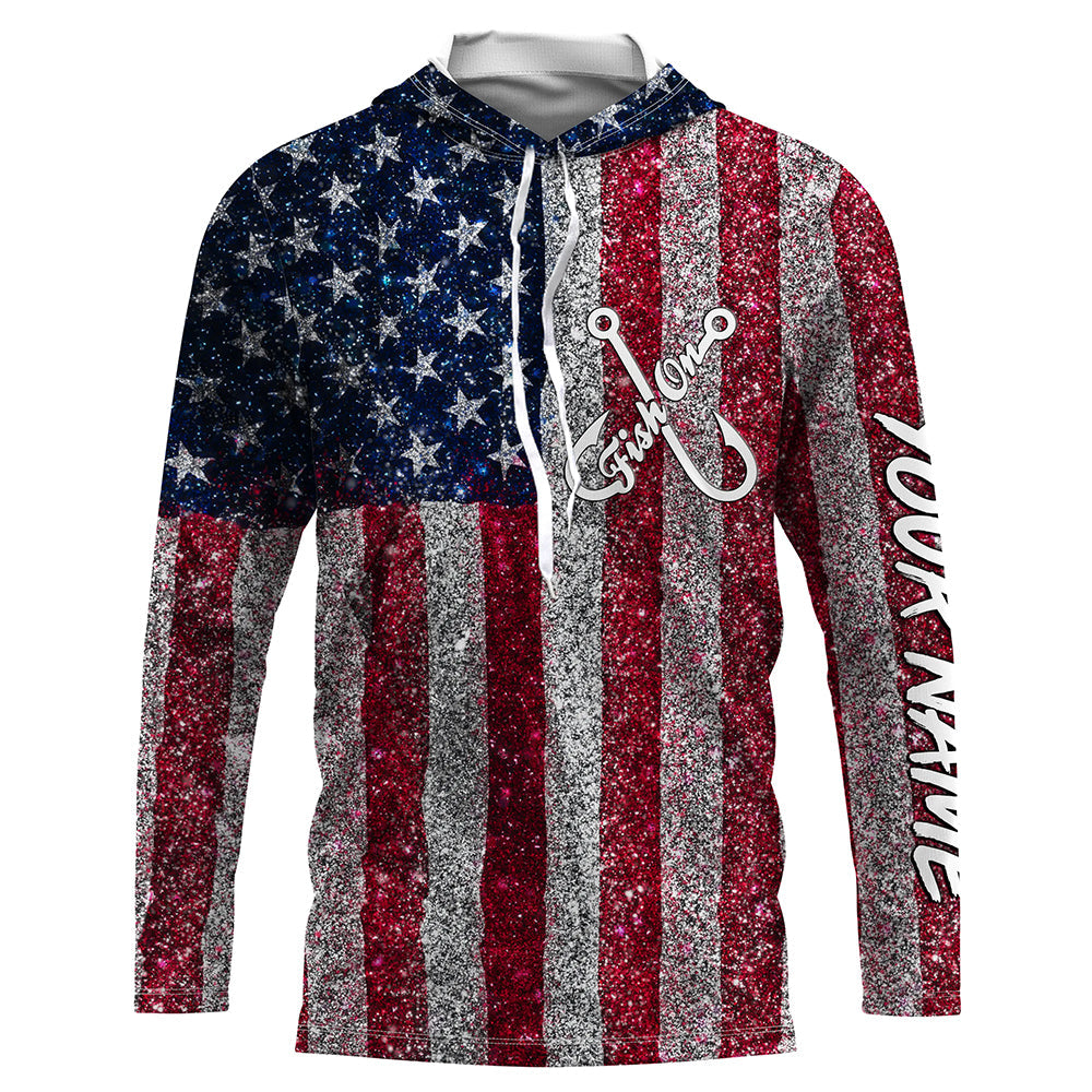 Fish On American Flag UV Protection Custom Long Sleeve Patriotic Fishing TTN127