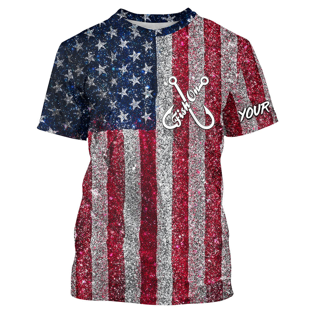 Fish On American Flag UV Protection Custom Long Sleeve Patriotic Fishing TTN127