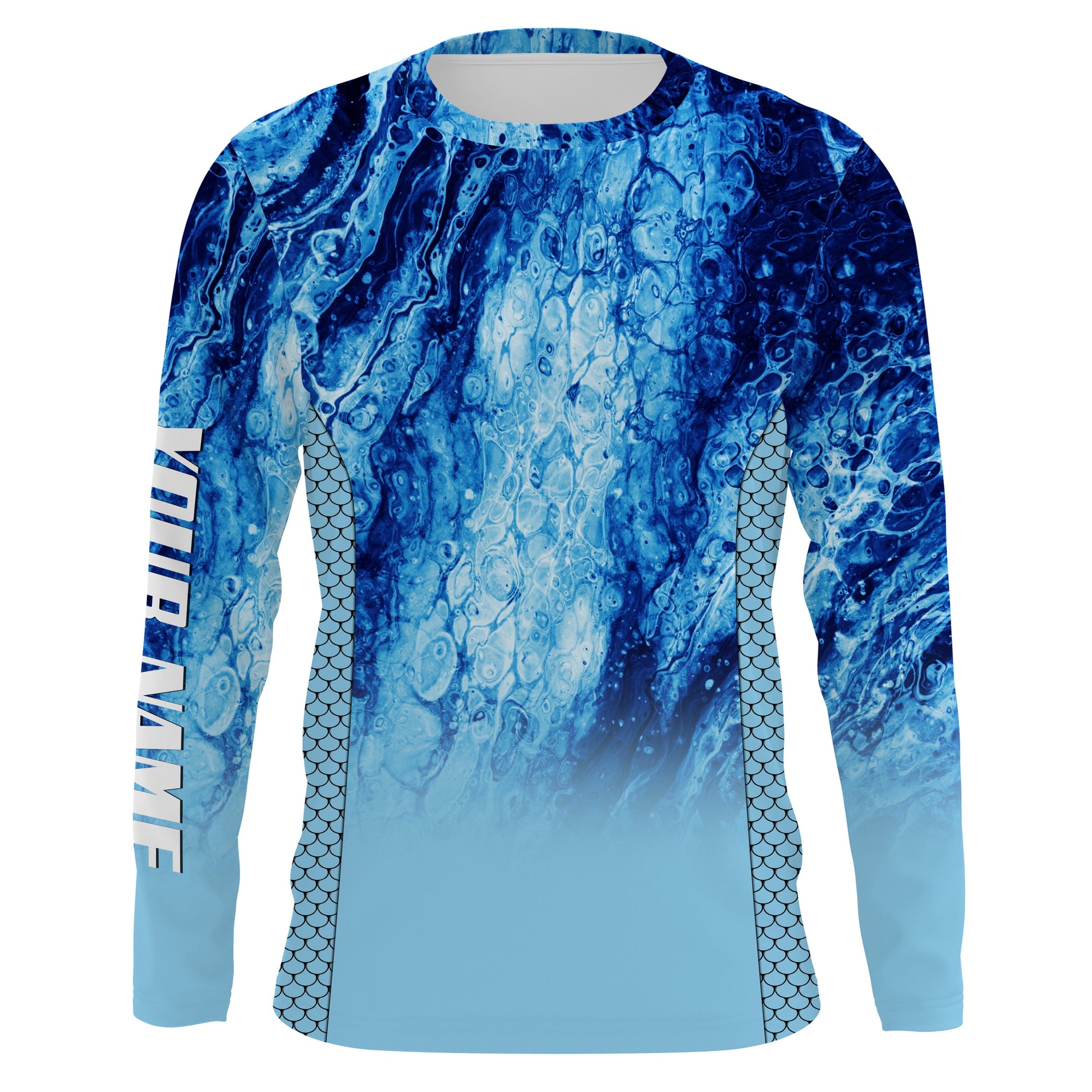 Performance Fishing Long Sleeve Sun Protection Blue Sea Camo TTN79