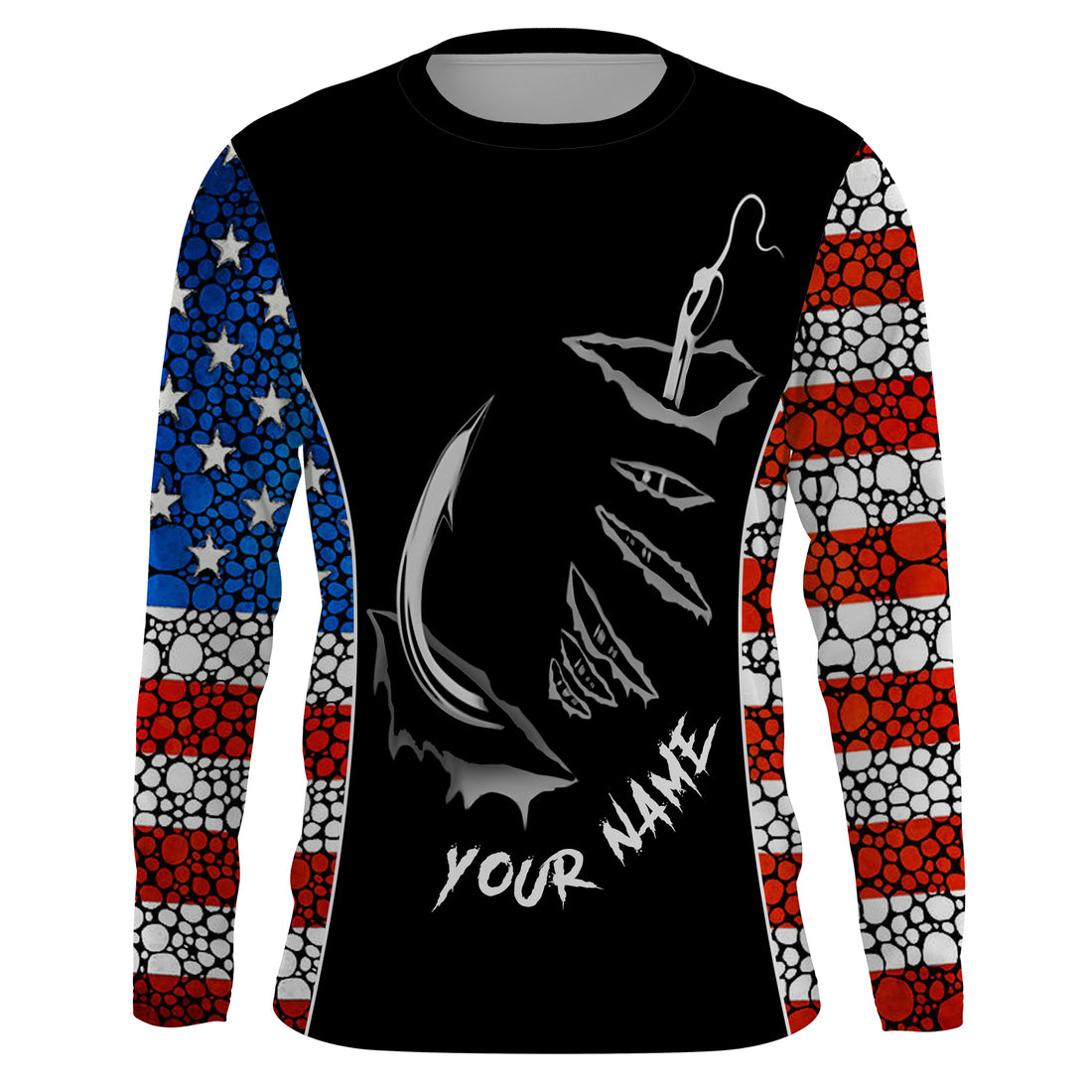 American Flag 3D Fish hook Customize UV Protection Long sleeve performance Patriot Fishing TTN50