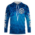 Funny Skeleton Forever Fishing, Blue Deep Sea Camo Custom Long sleeve performance Fishing TTN93