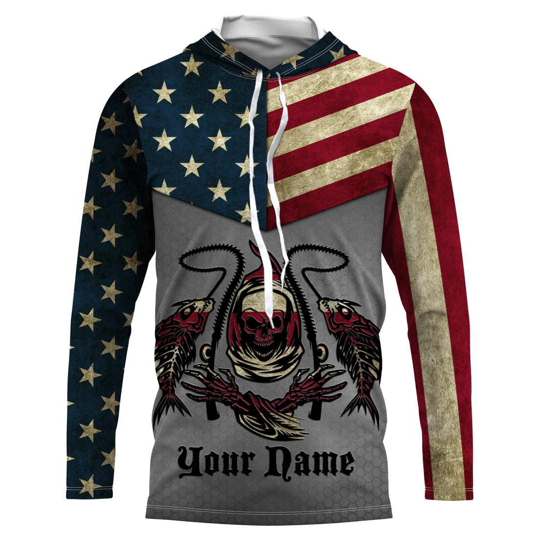 American Flag Fish reaper Custom Long sleeve UV, US flag personalized Patriotic Fishing gifts TTN11