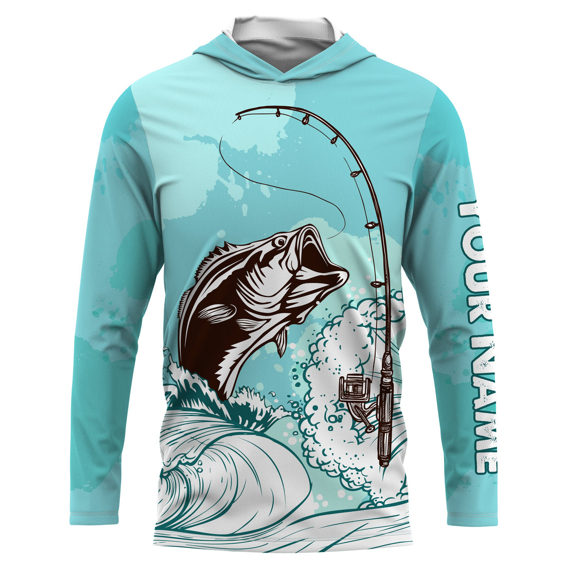 Bass Fishing Custom Long sleeve performance Fishing, Bass Fishing | sky blue - TTN32