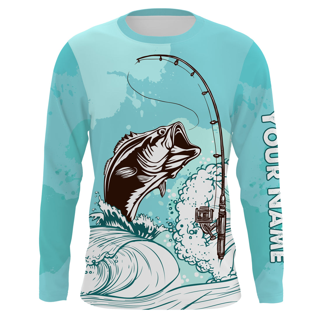 Bass Fishing Custom Long sleeve performance Fishing, Bass Fishing | sky blue - TTN32