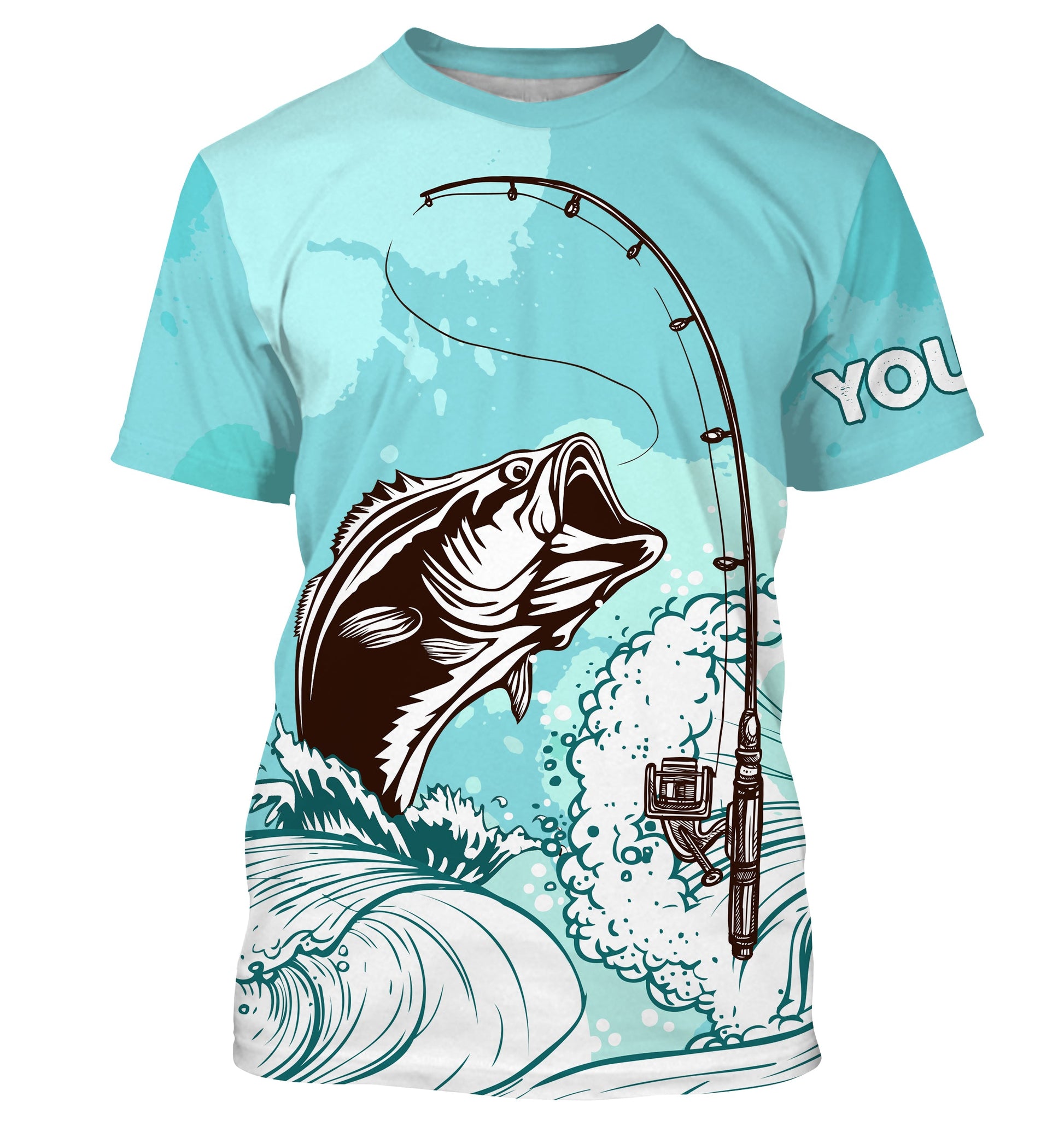 Bass Fishing Custom Long sleeve performance Fishing, Bass Fishing | sky blue - TTN32