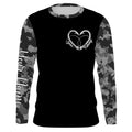 Gone Fishing Heart Fish Hook Gray Camo Performance Fishing UV Protection TTN34