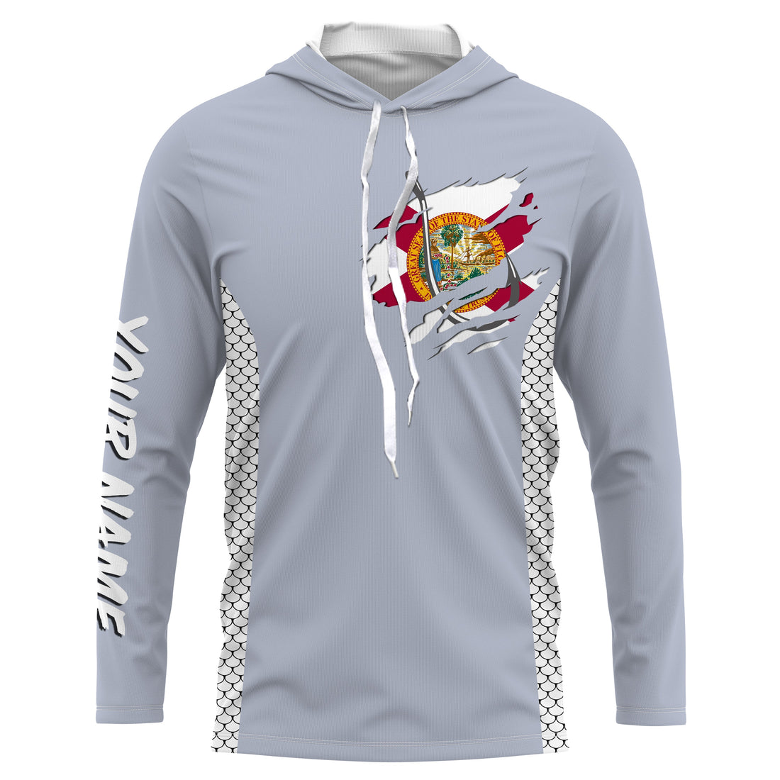 Florida Flag Fish Hook Custom UV Protection Long Sleeve performance Fishing TTN70