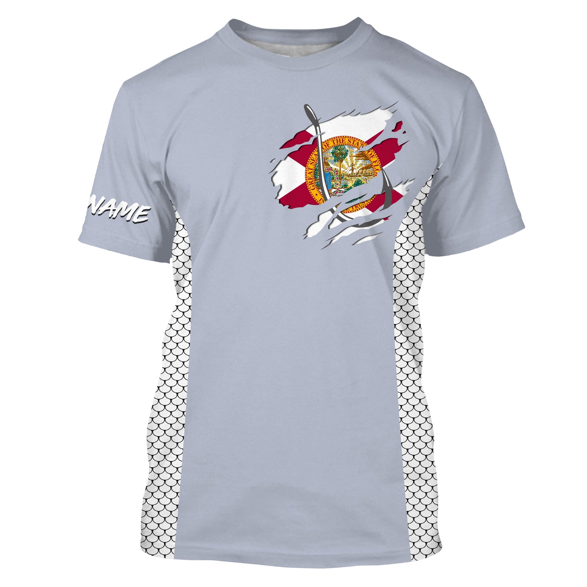 Florida Flag Fish Hook Custom UV Protection Long Sleeve performance Fishing TTN70