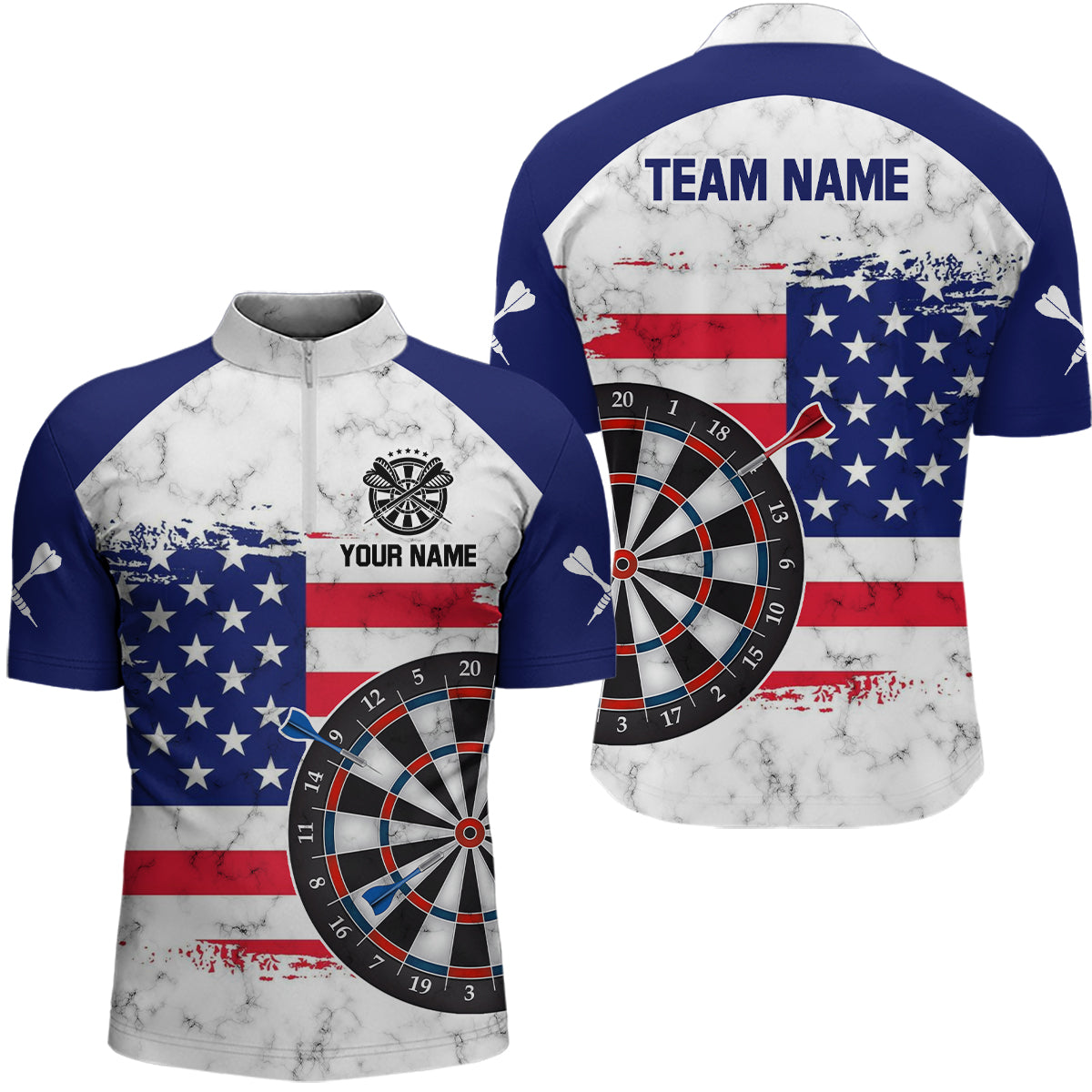American Flag Target Darts Quarter-Zip Custom Patriotic Darts Dart YYD0059