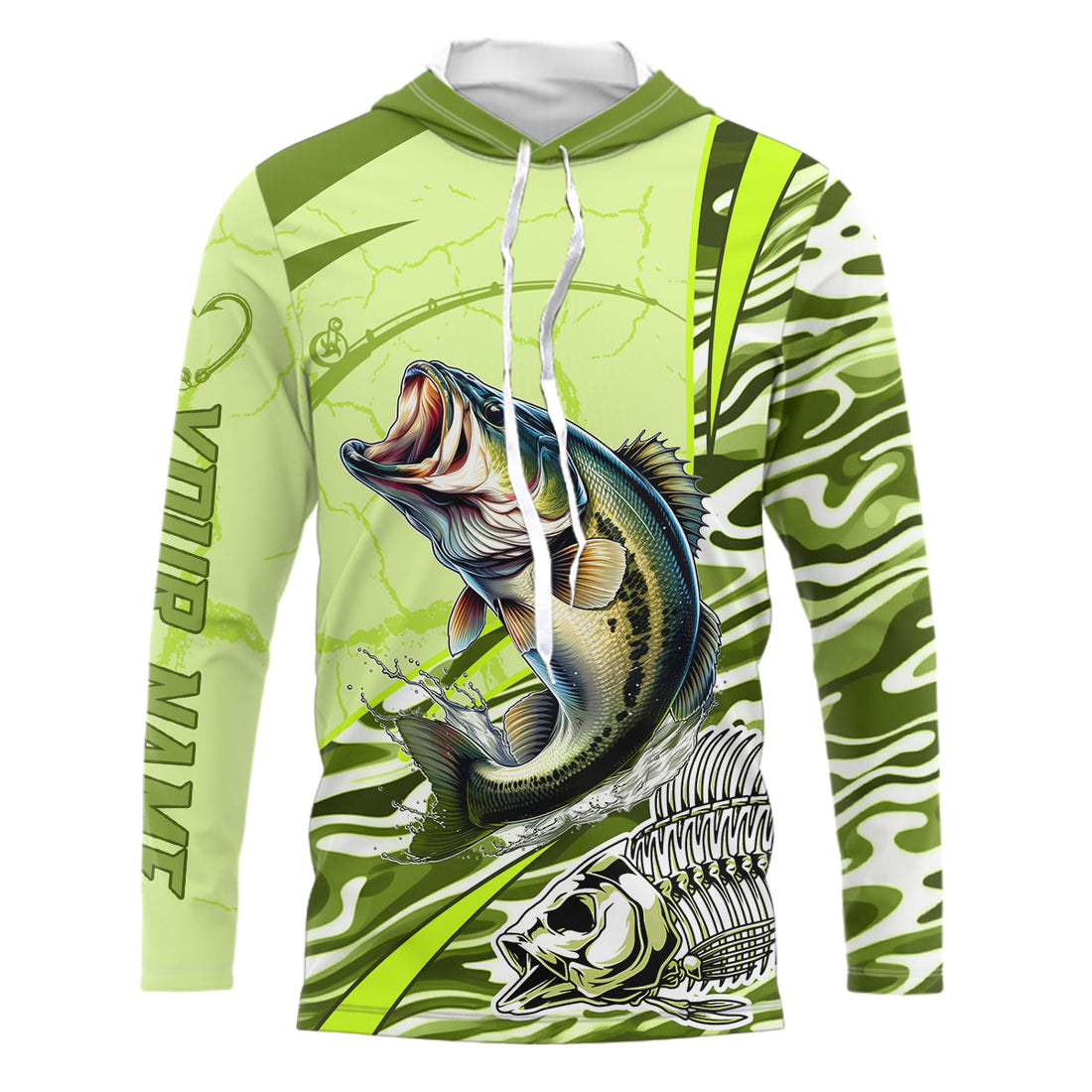 Bass Fishing Water Waves Camo Customize And Women Personalized Fishing Gift YYD0065