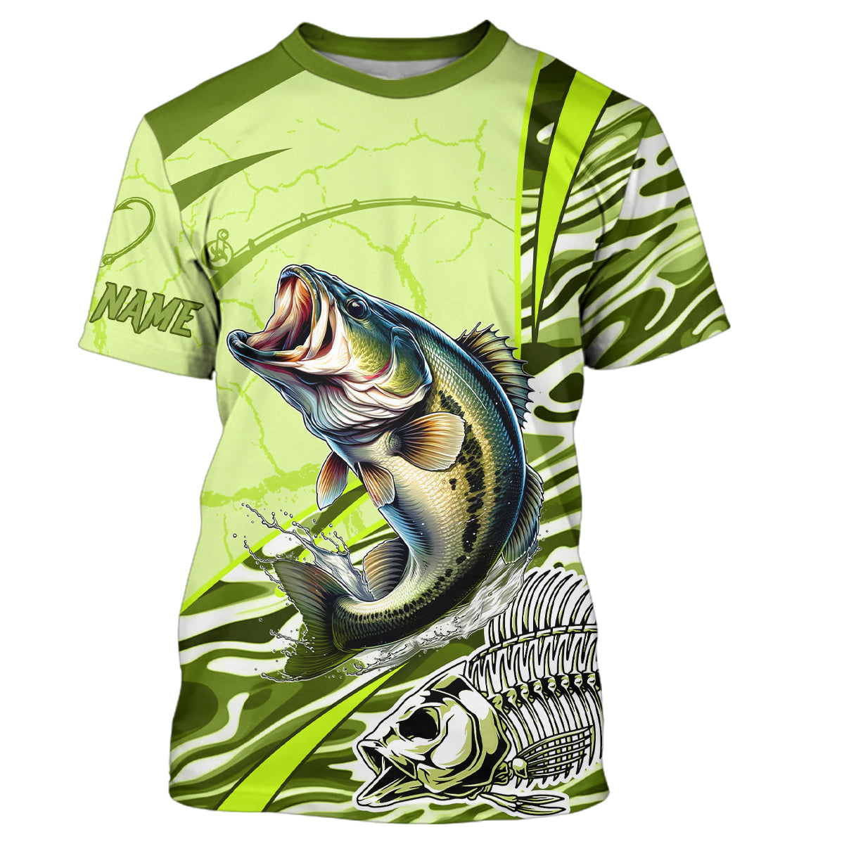 Bass Fishing Water Waves Camo Customize And Women Personalized Fishing Gift YYD0065