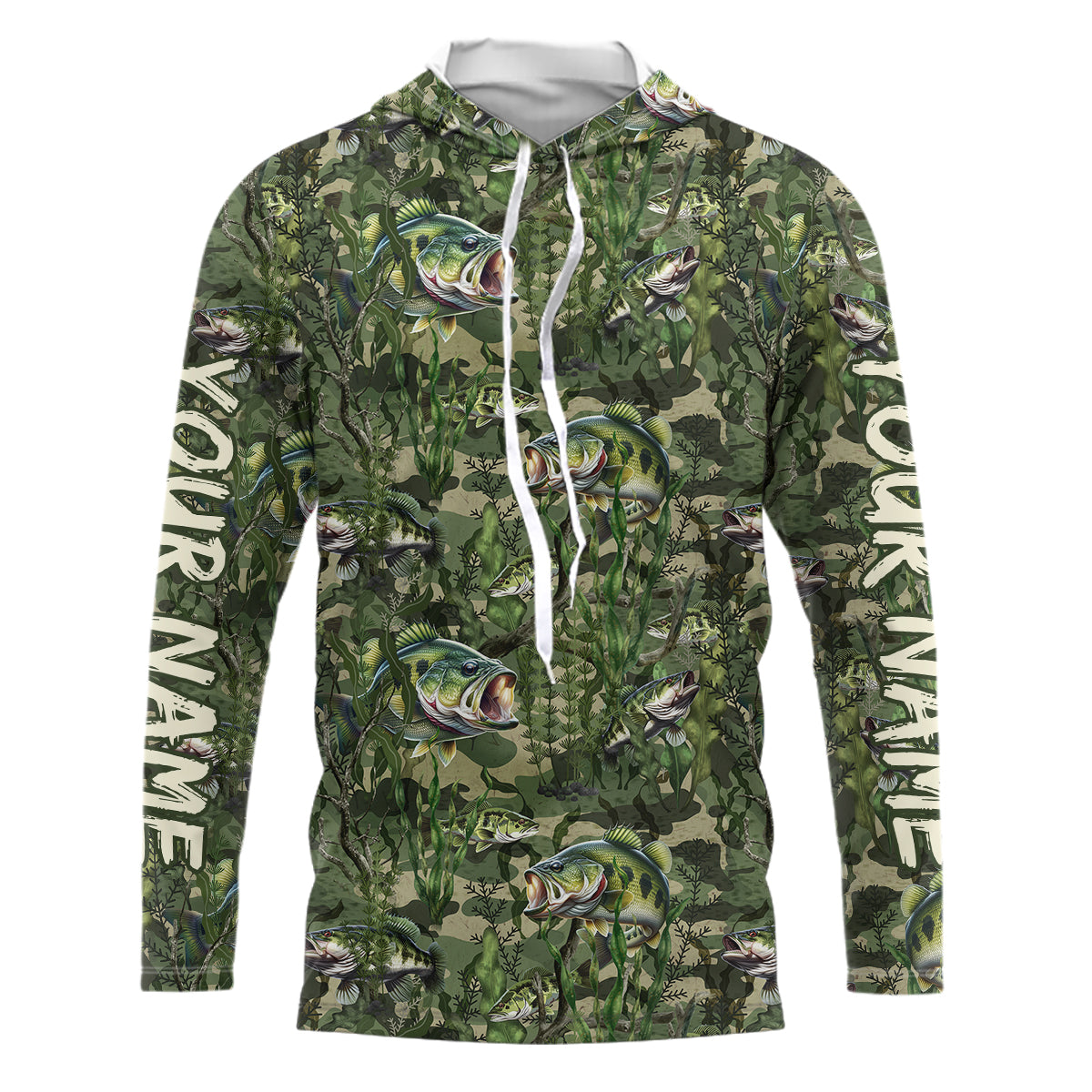 Largemouth Bass Fishing Camouflage Algae Pattern Customize And Women Personalized Fishing Gift YYD0026