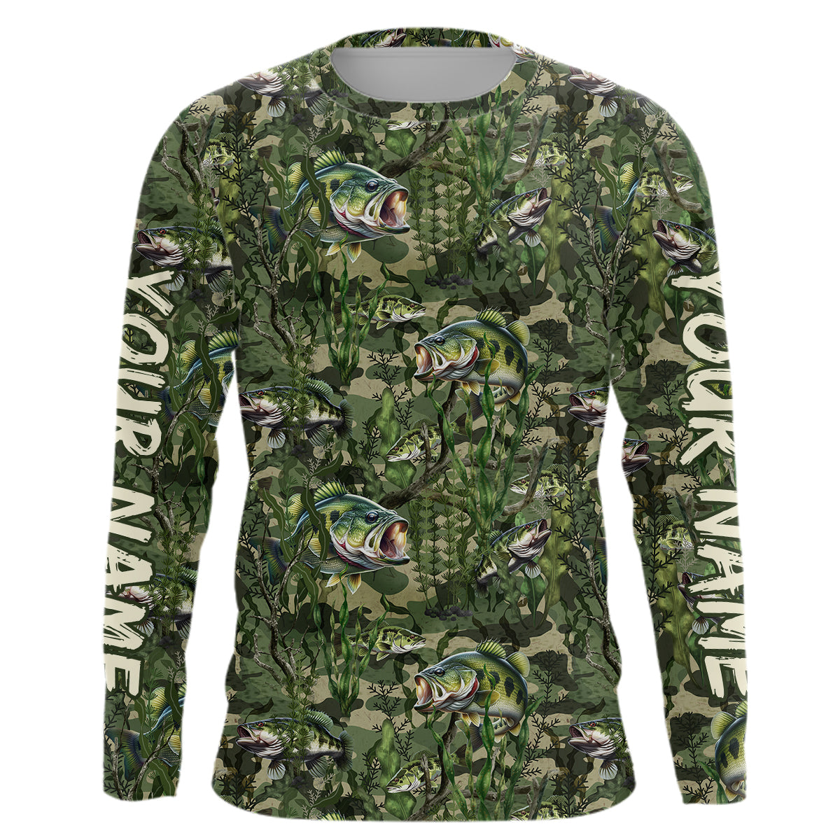 Largemouth Bass Fishing Camouflage Algae Pattern Customize And Women Personalized Fishing Gift YYD0026