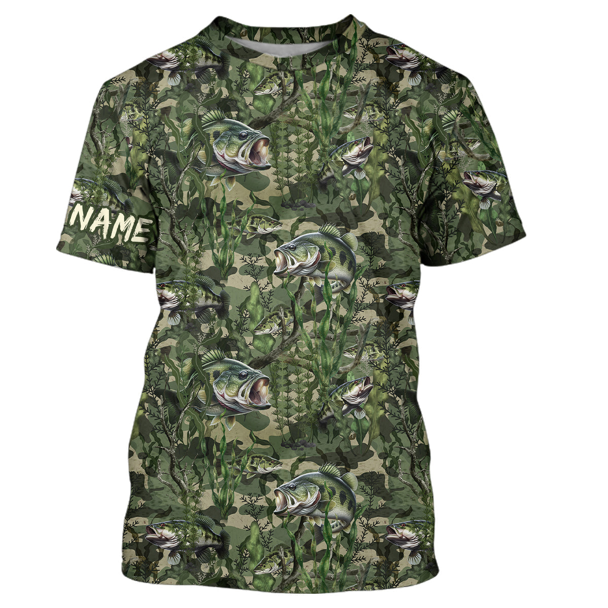 Largemouth Bass Fishing Camouflage Algae Pattern Customize And Women Personalized Fishing Gift YYD0026