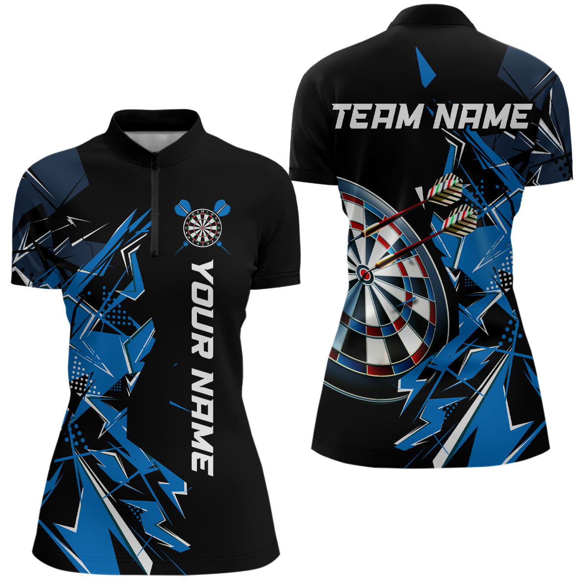 Black White Quarter-Zip Custom Name Patriotic Darts Dart | Blue - Purple - Red YYD0067