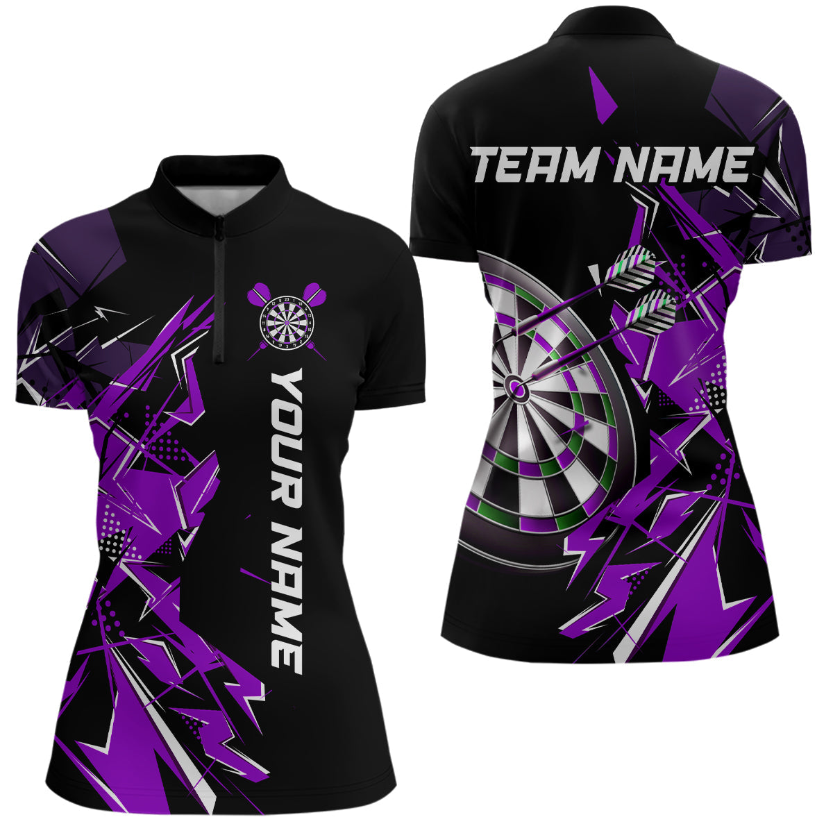 Black White Quarter-Zip Custom Name Patriotic Darts Dart | Blue - Purple - Red YYD0067
