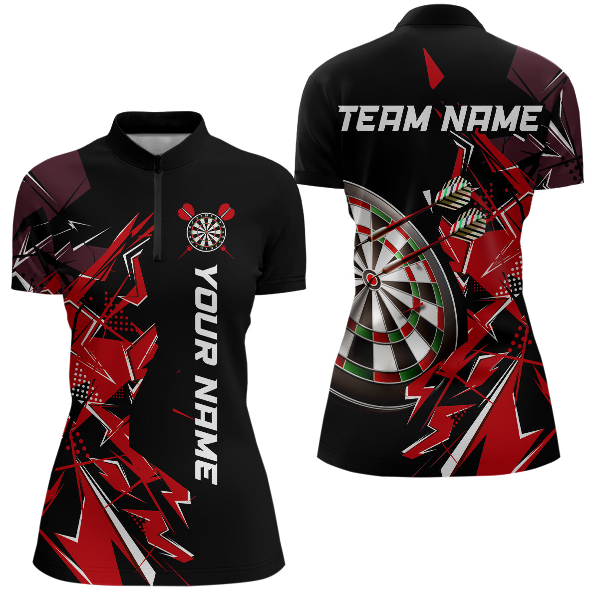 Black White Quarter-Zip Custom Name Patriotic Darts Dart | Blue - Purple - Red YYD0067
