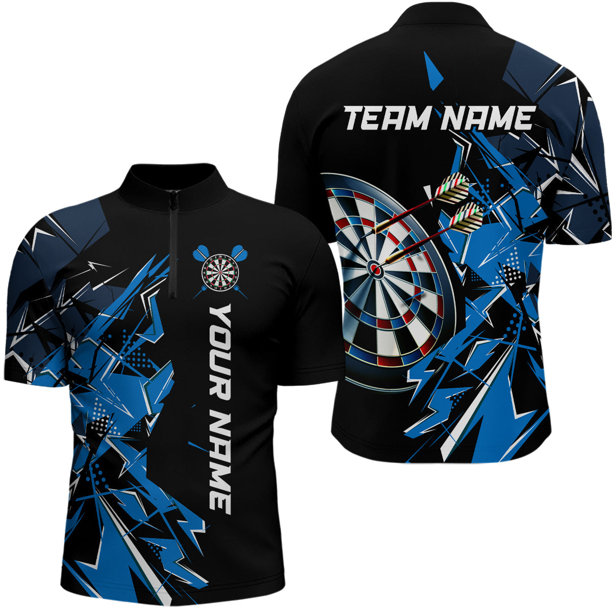 Black White Quarter-Zip Custom Name Patriotic Darts Dart | Blue - Purple - Red YYD0067