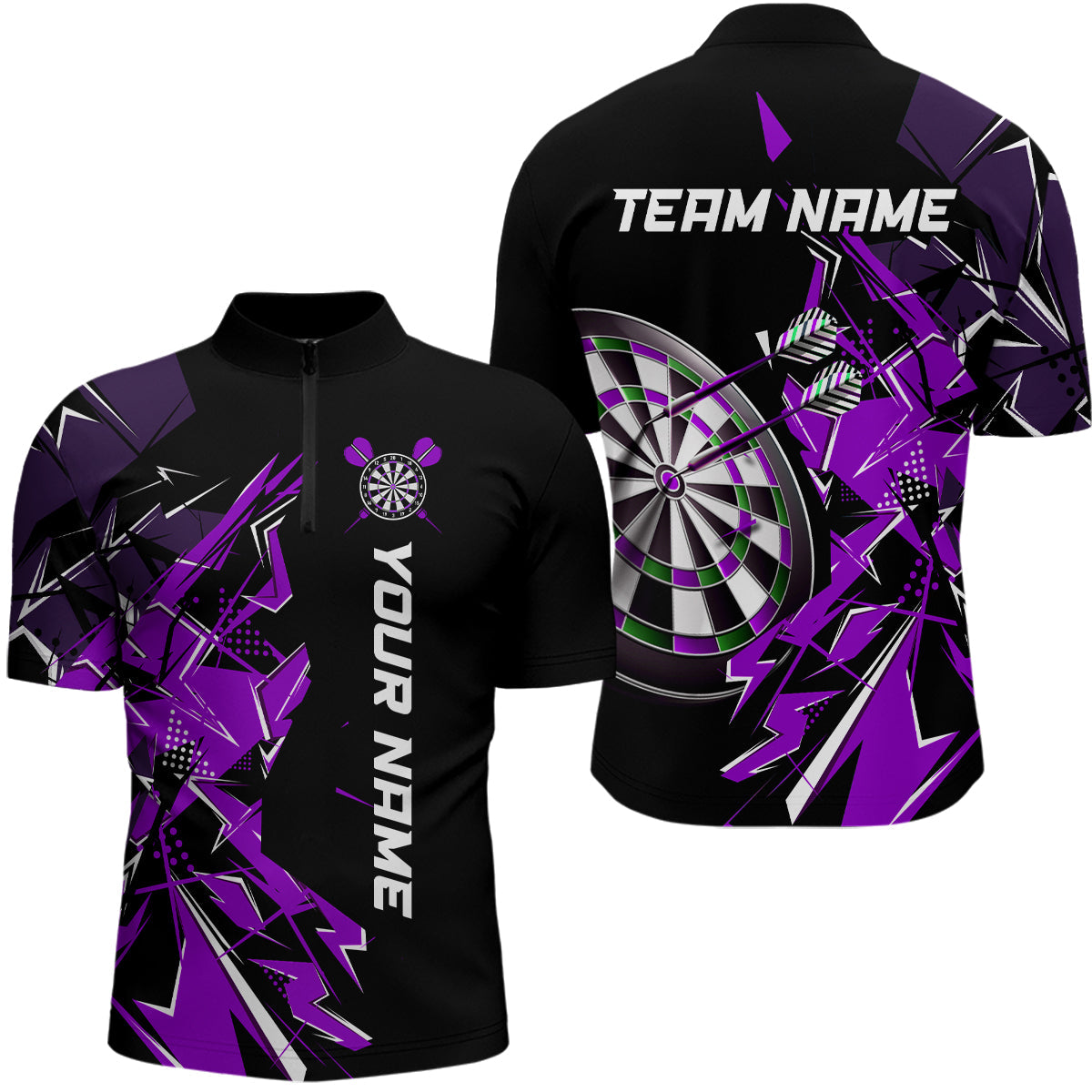 Black White Quarter-Zip Custom Name Patriotic Darts Dart | Blue - Purple - Red YYD0067