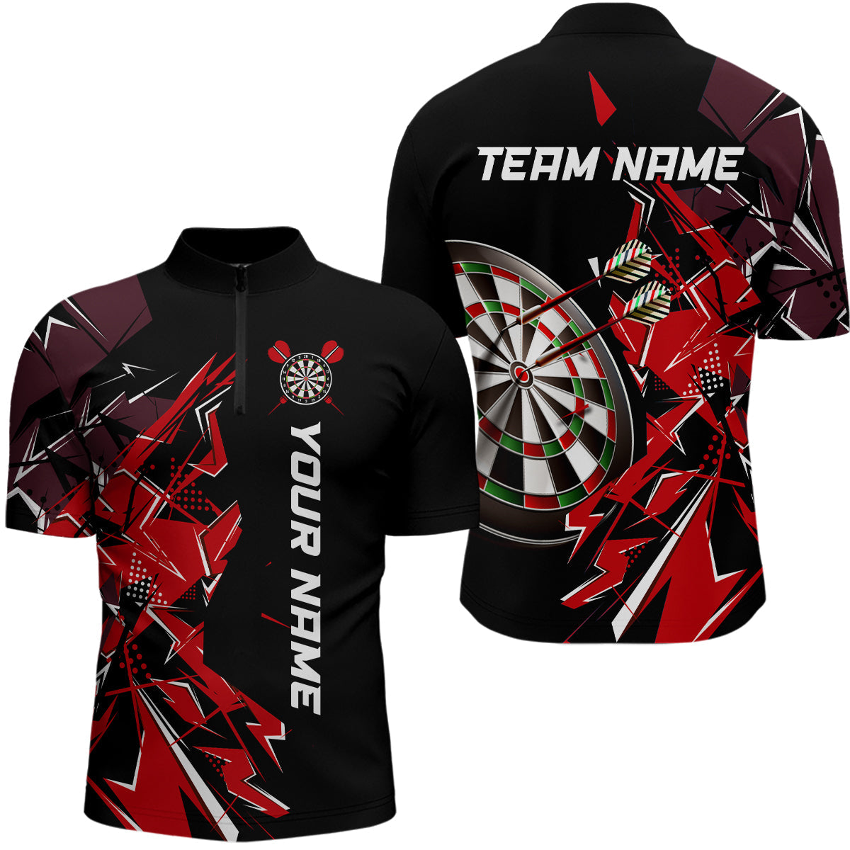 Black White Quarter-Zip Custom Name Patriotic Darts Dart | Blue - Purple - Red YYD0067
