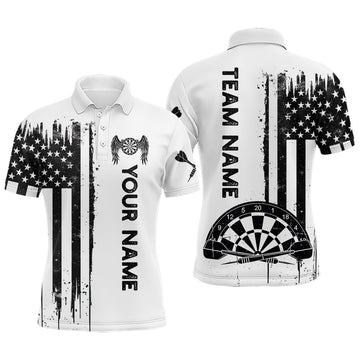 Darts American Flag Grunge Quarter-Zip Custom Patriotic Darts Dart YYD0078 - Black White