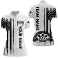 Darts American Flag Grunge Quarter-Zip Custom Patriotic Darts Dart YYD0078 - Black White