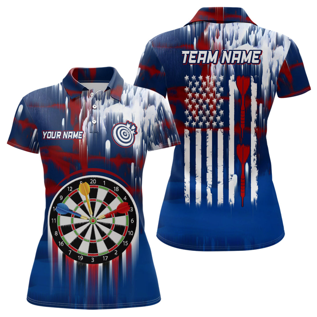 Dart American Blue Red Paint Dart Quarter-Zip Custom Patriotic Darts Dart YYD0038