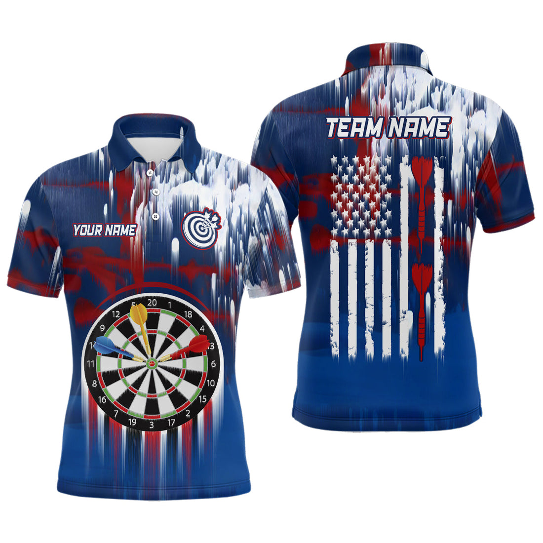 Dart American Blue Red Paint Dart Quarter-Zip Custom Patriotic Darts Dart YYD0038