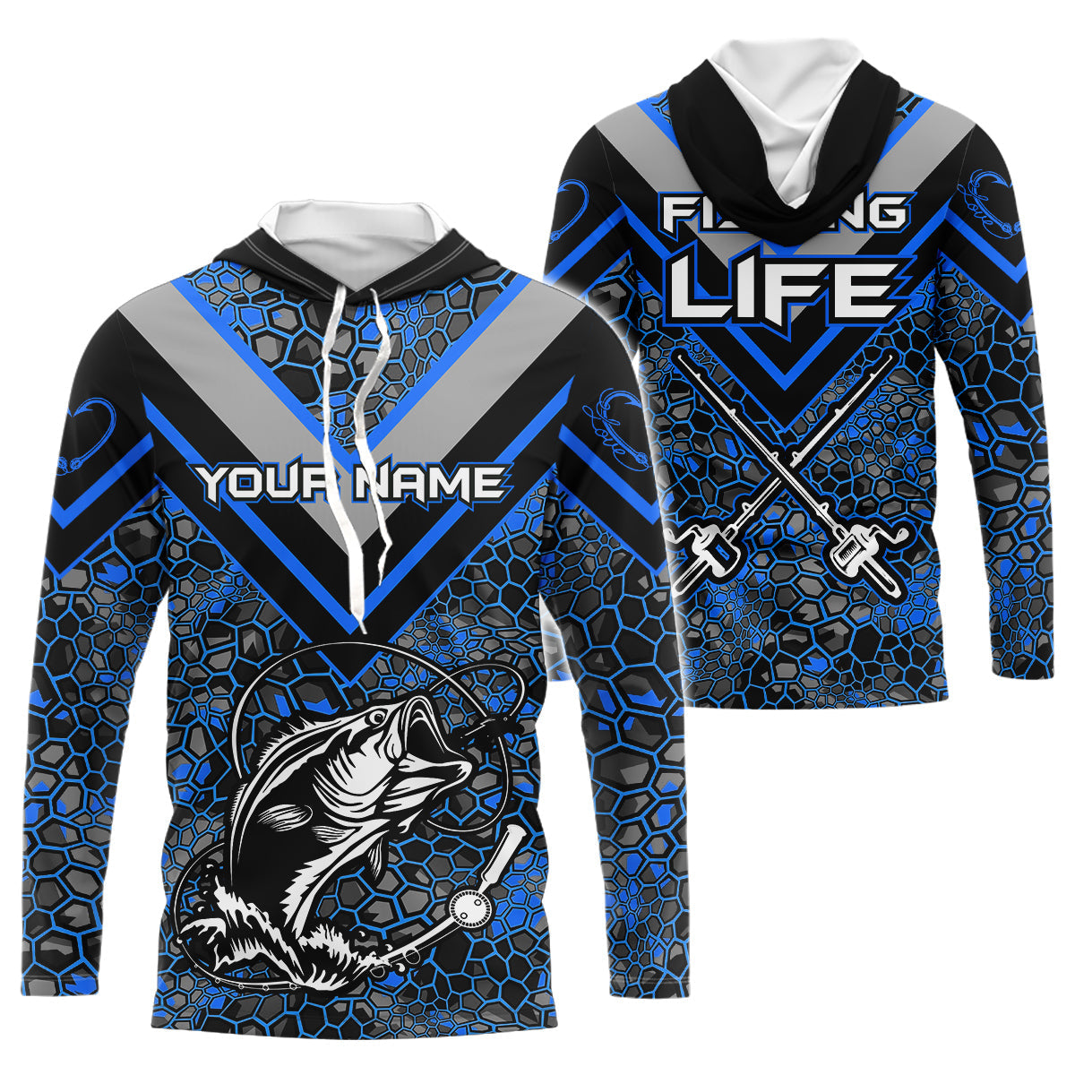 Personalized Bass Fishing, Bass Fishing Camouflage Abstract Gift | Blue YYD0040