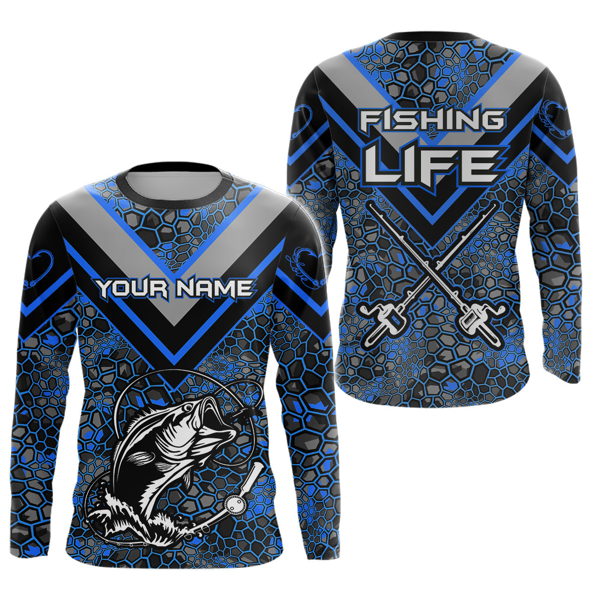 Personalized Bass Fishing, Bass Fishing Camouflage Abstract Gift | Blue YYD0040