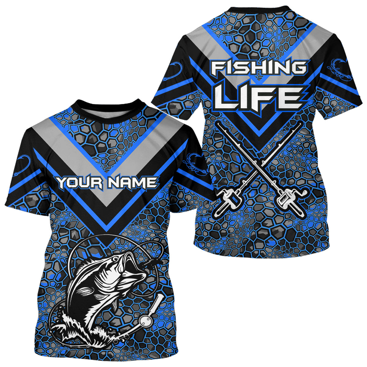 Personalized Bass Fishing, Bass Fishing Camouflage Abstract Gift | Blue YYD0040