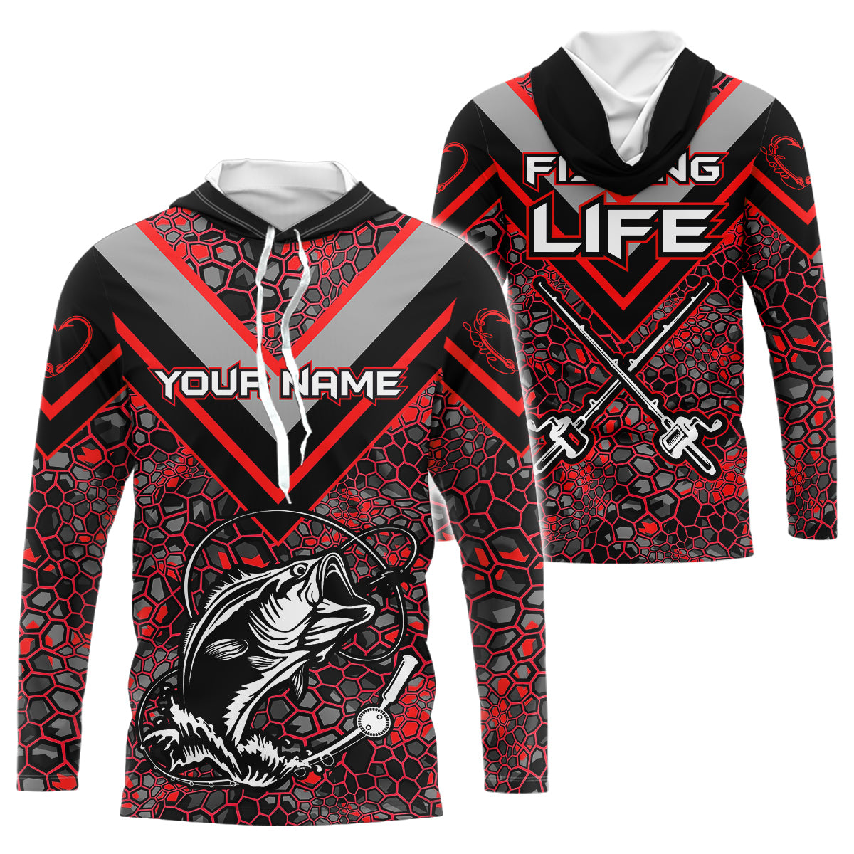 Personalized Bass Fishing, Bass Fishing Camouflage Abstract Gift | Red YYD0041