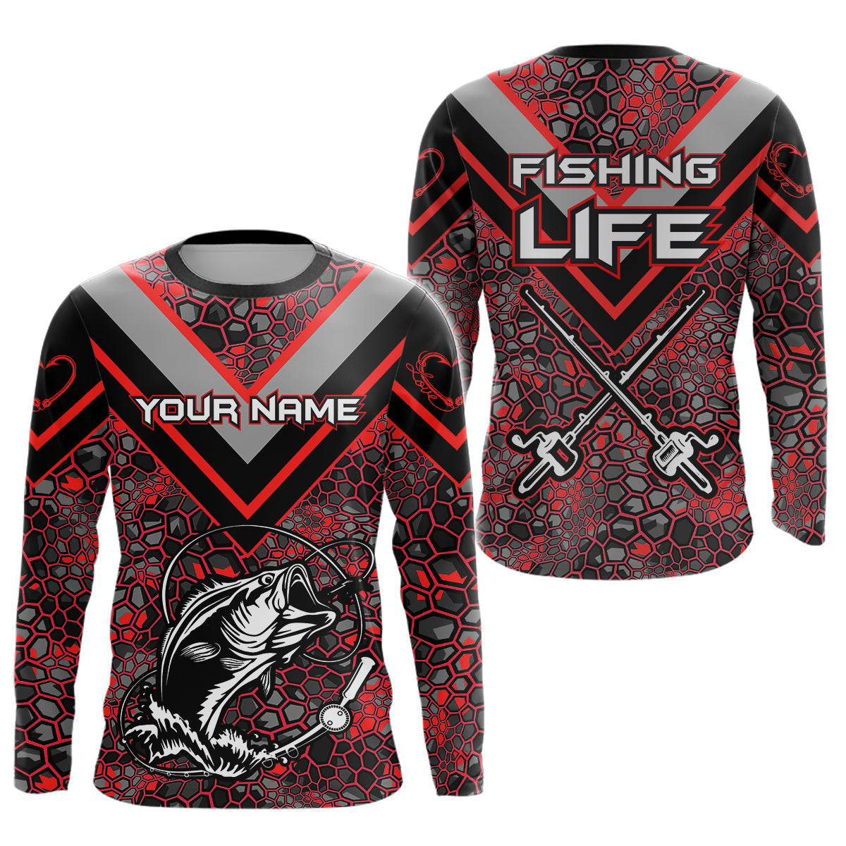 Personalized Bass Fishing, Bass Fishing Camouflage Abstract Gift | Red YYD0041
