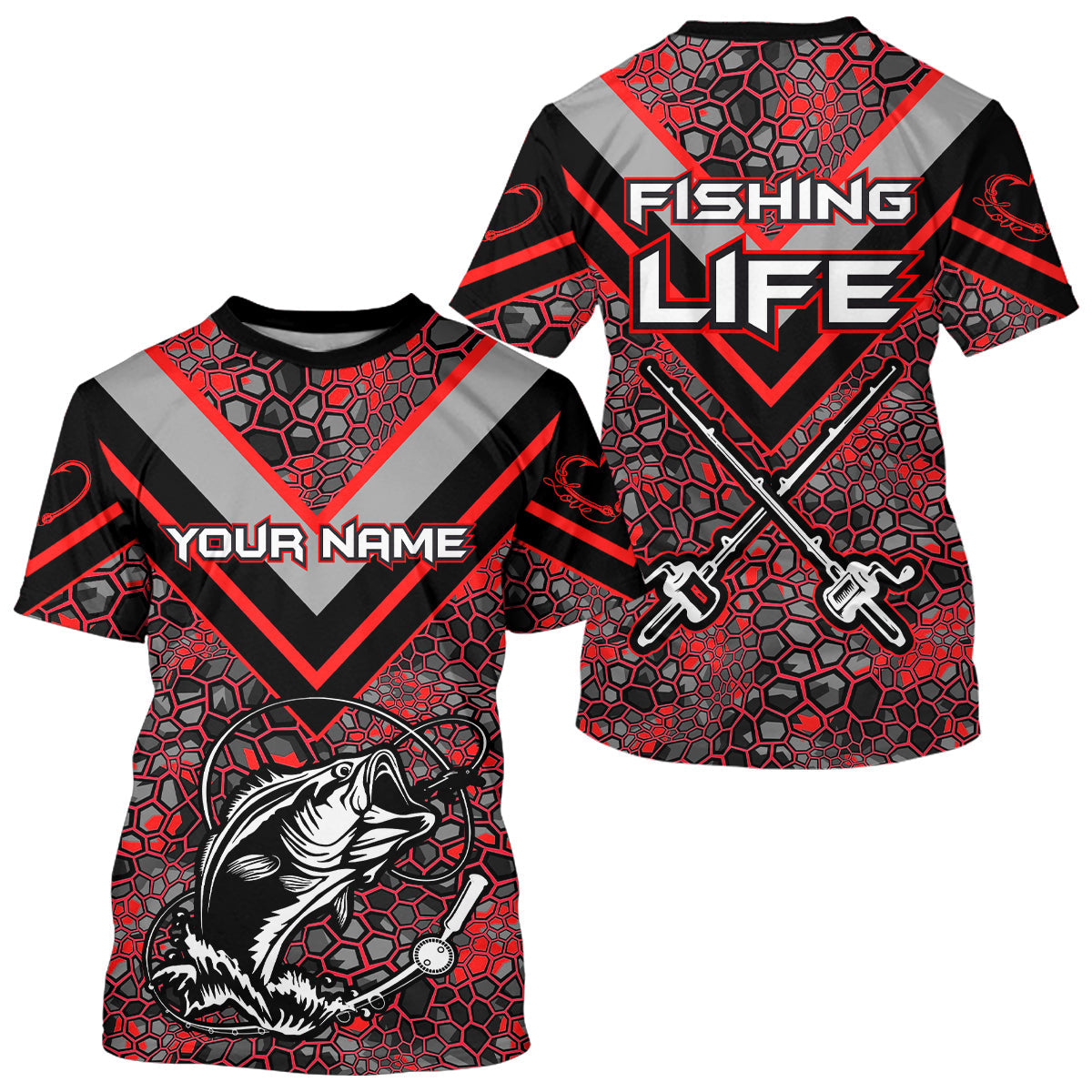 Personalized Bass Fishing, Bass Fishing Camouflage Abstract Gift | Red YYD0041