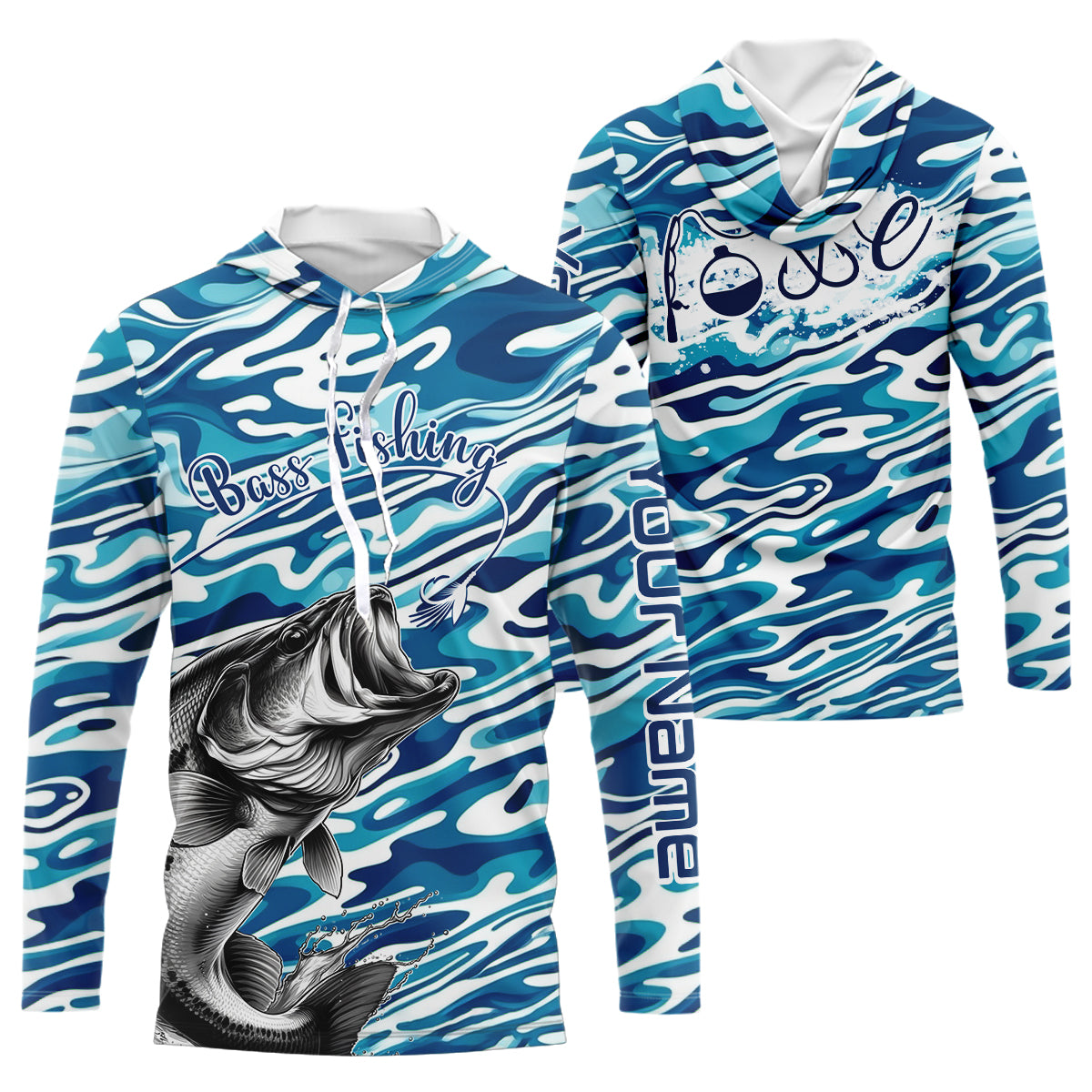 Bass Fishing Love Water Camouflage Customize And Women Personalized Fishing Gift | Blue YYD0049